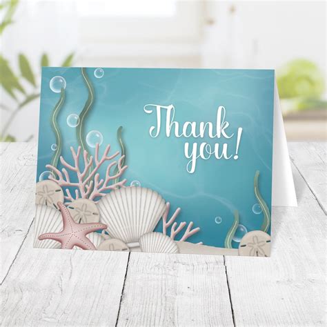 Under The Sea Thank You Cards Whimsical Underwater Or Etsy Thank
