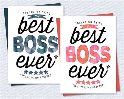 Bosss Day Card Thanks For Being The Best Boss Ever Etsy Bosses Day
