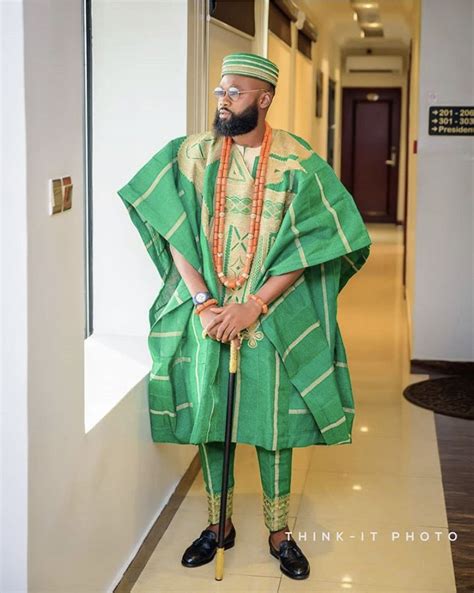 Green Asooke Agbada Looks For Yoruba Grooms~ Nigerian Wedding Fashion Latest African Men