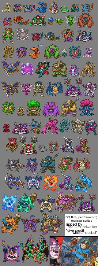 As with pokémon, you must find and capture creatures, and you can trade them with your friends. SNES - Dragon Quest 2 (JPN) - Monsters - The Spriters Resource