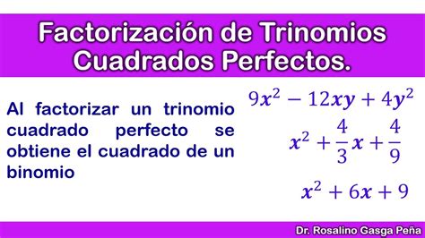 Factorización de trinomios cuadrados perfectos binomio al cuadrado