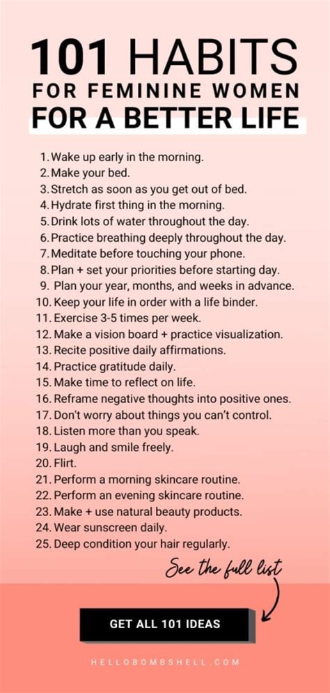 101 Amazingly Good Habits For Women To Start To Improve Your Life