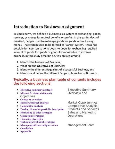 Business Plan Introduction Example International Business Studocu