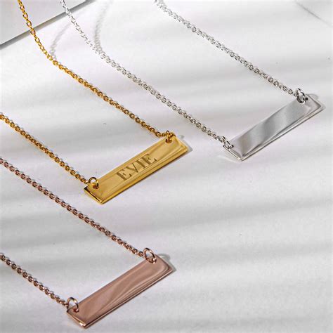 Silver Name Bar Personalised Necklace Engraved Engravers Guild