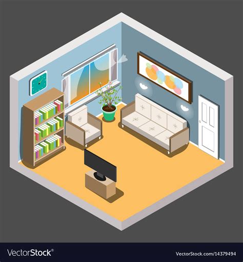 Interior of the living room. Isometric living room Royalty Free Vector Image