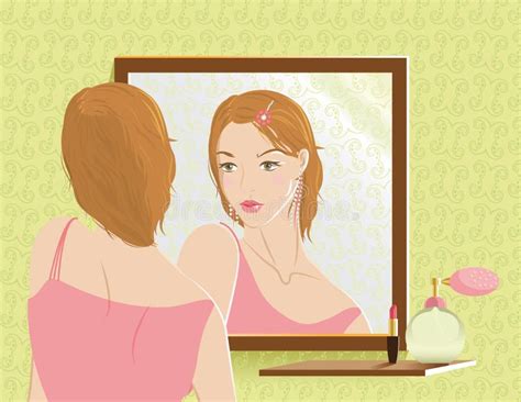 Girl In The Mirror Stock Vector Illustration Of Lips 22301139