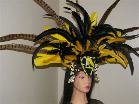 Aztec Feather Headdress 35 Feathers Etsy