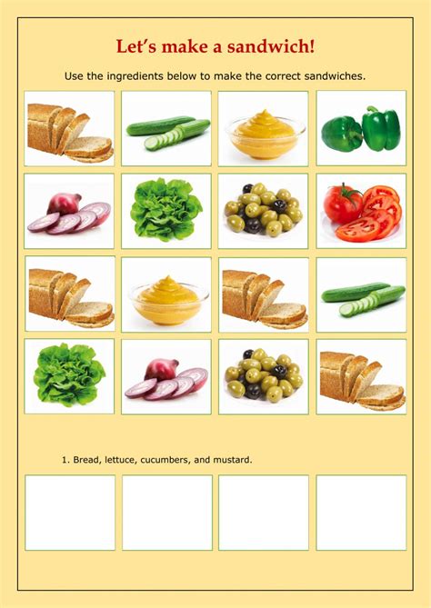 It can also be eaten cold, as it is cooked in production. Let's make a sandwich worksheet