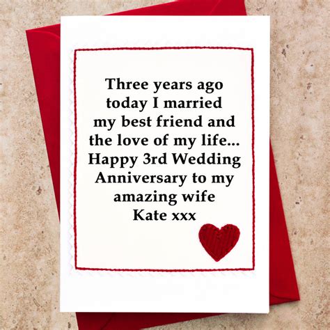 Online shopping from a great selection at gift cards store. Personalised 3rd Wedding Anniversary Card By Jenny Arnott Cards & Gifts | notonthehighstreet.com