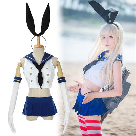 Kantai Collection Shimakaze Cosplay Costume Sailor Uniform Women Fancy