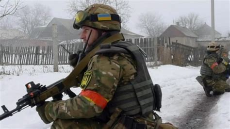 Ukraines National Guard During Sweep Of Village