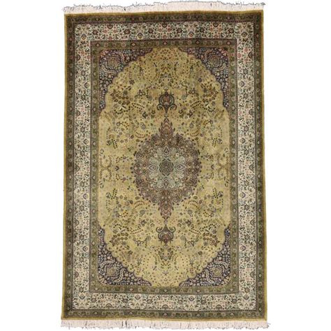 Vintage persian nain rug with romantic arabesque jacobean style. Vintage Persian Mahal Rug with Arabesque Art Nouveau and ...