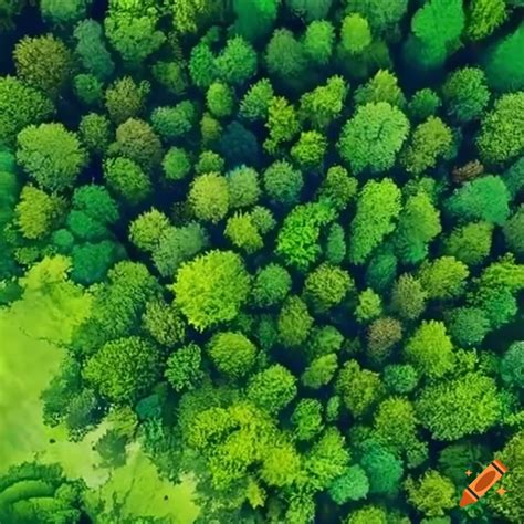 Aerial View Of A Lush Green Forest On Craiyon