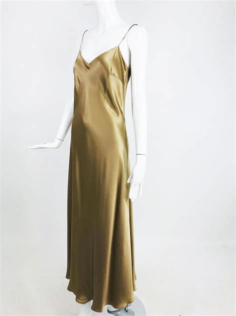 ralph lauren bias cut gold silk satin long slip dress at 1stdibs gold silk slip dress gold