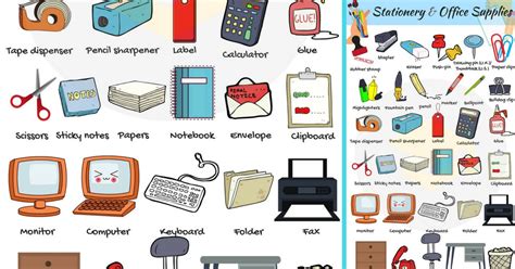 Office Supplies List Of Stationery Items With Pictures 7esl