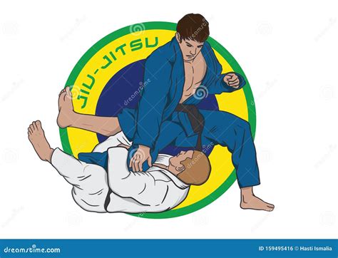 Brazilian Jiu Jitsu Athletes Battle Stock Illustration Illustration