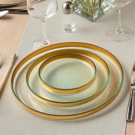Mod Glass Dinner Plates Salad Plates With Gold Rims Platinum Rims Annieglass Japanese