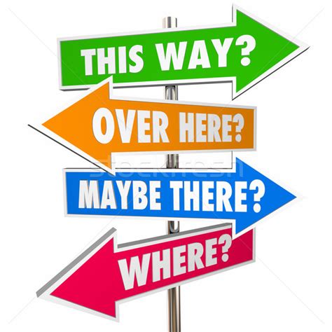 This Way Over There Arrow Signs Lost Confusion Help Direction 3d Stock