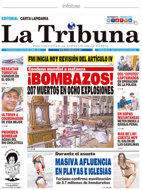La Tribuna Honduras 22 De Abril De 2019 Infobae