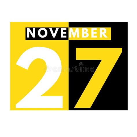 November 27 Modern Daily Calendar Icon Date Day Month Stock