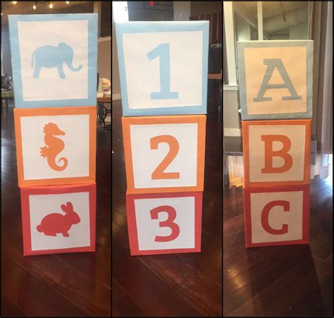 Diy alphabet blocks monthly challenge brepurposed. ABC large baby shower alphabet blocks! | Baby shower ...
