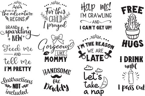 Newborn Svg Pack 32 Cut Files For Baby Onesies Limited Promotion By