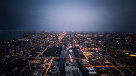 2560x1440 Chicago Cityscape Lights Road 5k 1440p Resolution Hd 4k