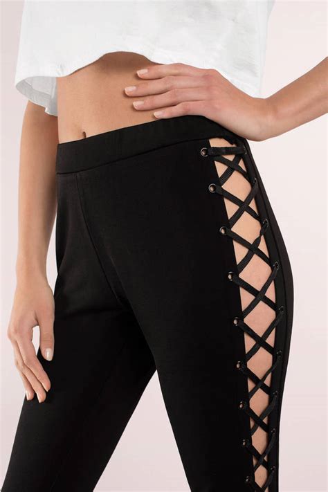 Out There Side Lace Up Pants In Black 24 Tobi Us