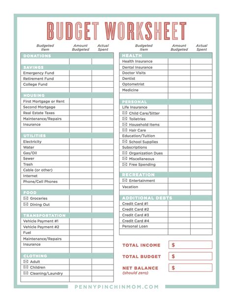 Household Budget Worksheet Excel Filngarden