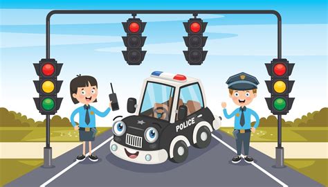 Police Officers Posing With Funny Car 2388467 Vector Art At Vecteezy