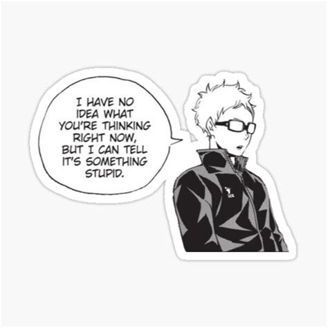 Haikyuu Tsukki Stickers Black And White Stickers Haikyuu Anime