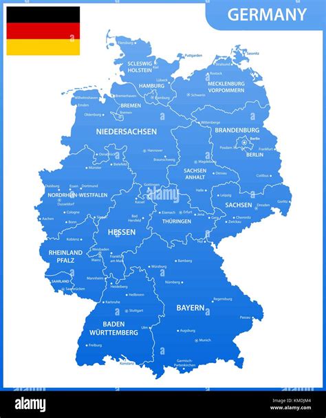 The Detailed Map Of The Germany With Regions Or States And Cities