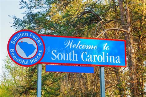 Welcome To South Carolina Sign At The State Border Sponsored