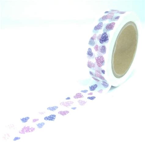 washi tape coeurs à motifs fleurs 10mx15mm violet rose et blanc washi tape creavea