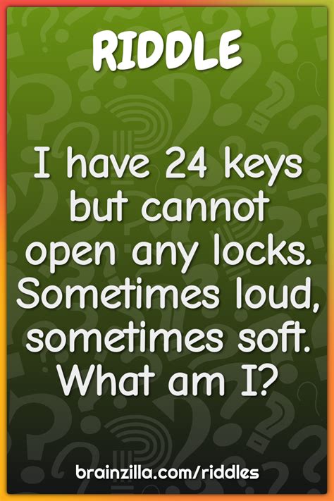 I Have Keys But Cannot Open Any Locks Sometimes Loud Sometimes Riddle Answer