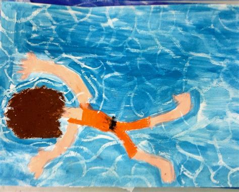 Grade David Hockney Style Swimmer Painting Drawing David Hockney
