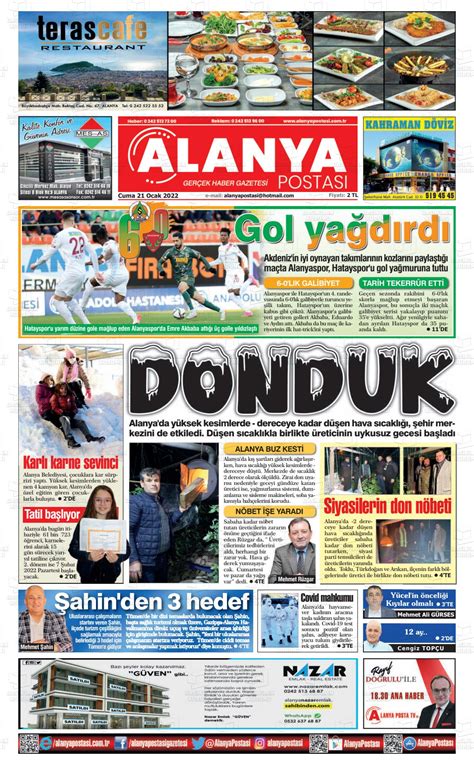 21 Ocak 2022 tarihli Alanya Postası Gazete Manşetleri