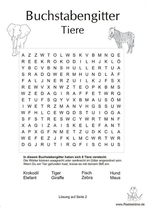 Die einfachen texte sind für erwachsene und teens in mittelstufe gedacht. Buchstabengitter mit Tiere | Lesen lernen 1 klasse ...