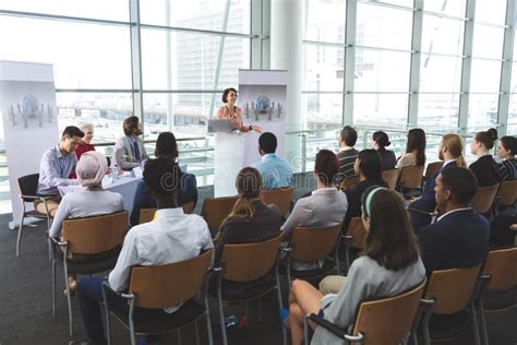 Group Of Business People Attending A Seminar Stock Photo Image Of