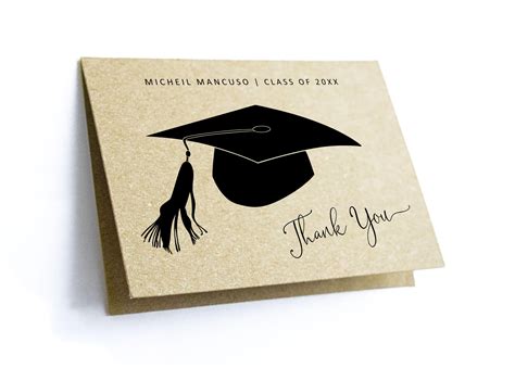 Graduation Thank You Card Template Printable Women Men Girl Etsy