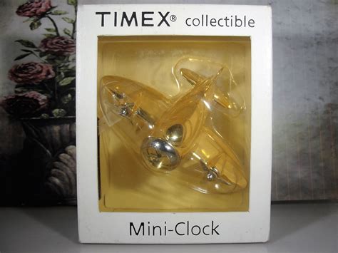 Timex Wwii Miniature Airplane Clock Gold Silver Plated Collectible