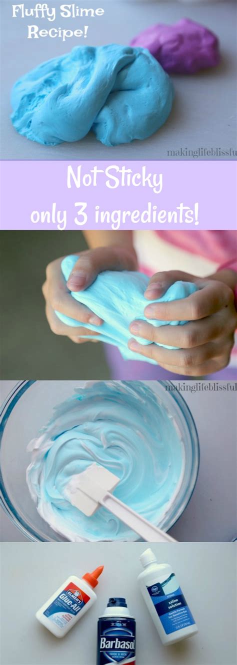 Easy 3 Ingredient Fluffy Slime Recipe Non Sticky Making Life Blissful