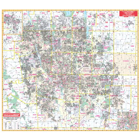 Columbus Oh Wall Map Keith Map Service Inc