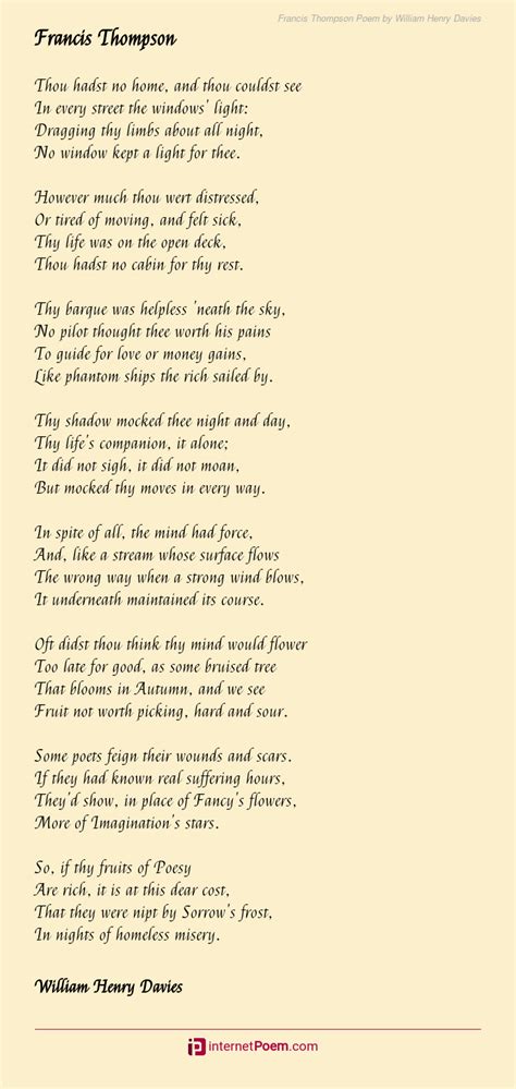 Francis Thompson Poem By William Henry Davies