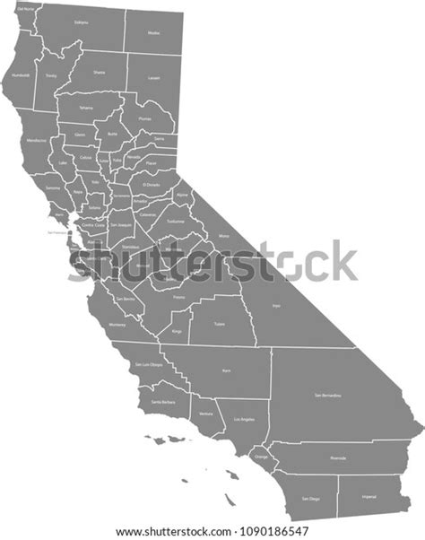 California County Map Vector Outline Gray Stock Vector Royalty Free