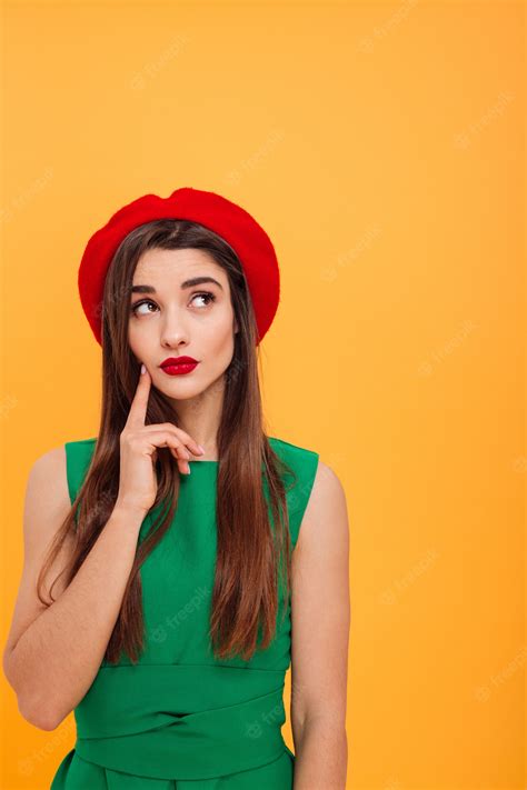 Premium Photo Portrait Of A Pensive Young Woman Dressed In Beret
