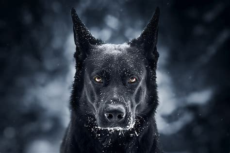 Hd Wallpaper German Shepherd Snow Angry Dog Wolfdog Fur Snowing