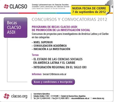 Convocatoria Para Concursar Por Becas Clacso Para La Investigacion