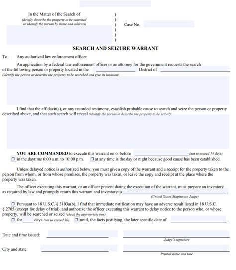 Texas Search Warrant Template