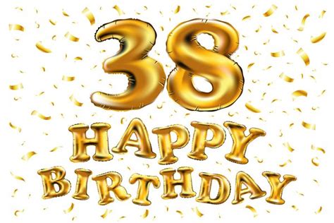 Happy Birthday 38 Golden Balloon Pre Designed Illustrator Graphics